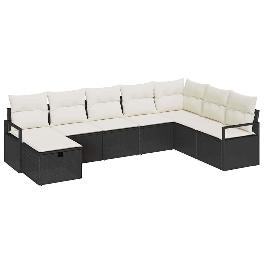 Garten-Sofa-Set 8 pcs Schwarz und Creme 287 x 177 x 85 cm